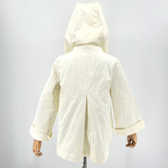 Vertigo Paris Cream Hooded Zip Front Utility Rain Coat Jacket - Picture 5 of 9